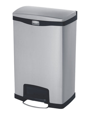 Slim Jim Stainless Steel Front Step‑On 50L - Dual Black Liner 1901992 | Hands‑Free Commercial Waste Bin