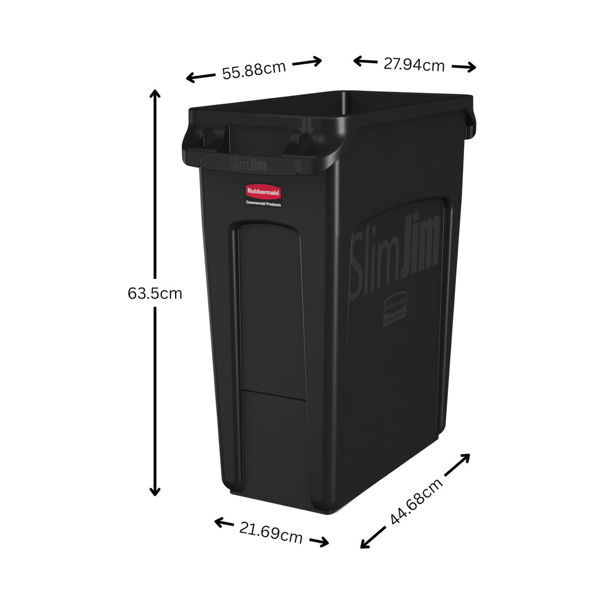 Slim Jim with Venting Channels 60L Black - 1955959 | Rubbermaid Slim Waste Container