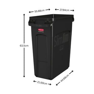 Slim Jim with Venting Channels 60L Black - 1955959 | Rubbermaid Slim Waste Container