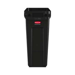 Slim Jim with Venting Channels 60L Black - 1955959 | Rubbermaid Slim Waste Container