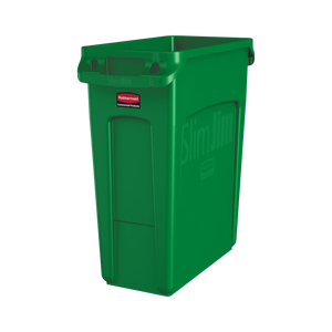 Slim Jim with Venting Channels Green 60L - 1955960 | Rubbermaid Slim Jim Recycling Bin
