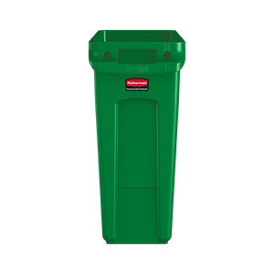 Slim Jim with Venting Channels Green 60L - 1955960 | Rubbermaid Slim Jim Recycling Bin