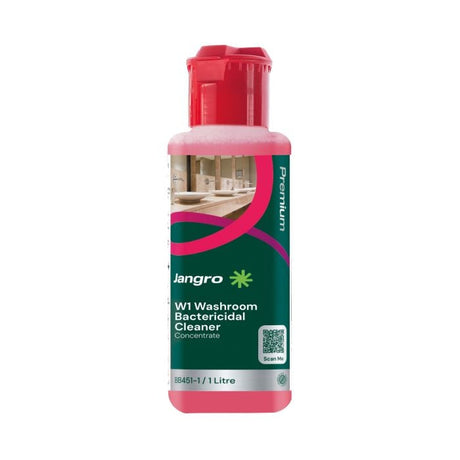 Jangro W1 Washroom Bactericidal Cleaner – 1 litre concentrated cleaner bottle.
