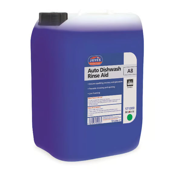 Jeyes A8 Auto Dishwash Rinse Aid 10L - Streak-Free Commercial Rinse Additive