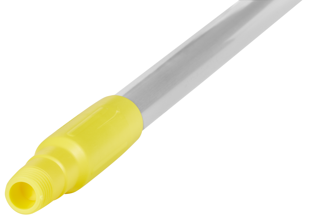 Vikan Aluminium Handle 1460mm with yellow grip and Ø25mm threaded end.
