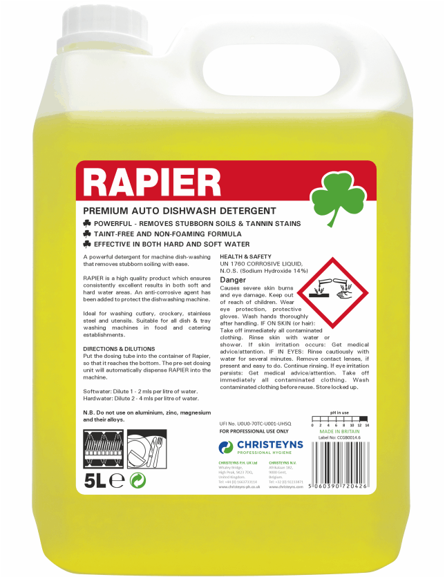 Clover Rapier Premium Auto Dishwash Detergent 5L - Heavy-Duty Machine Cleaner