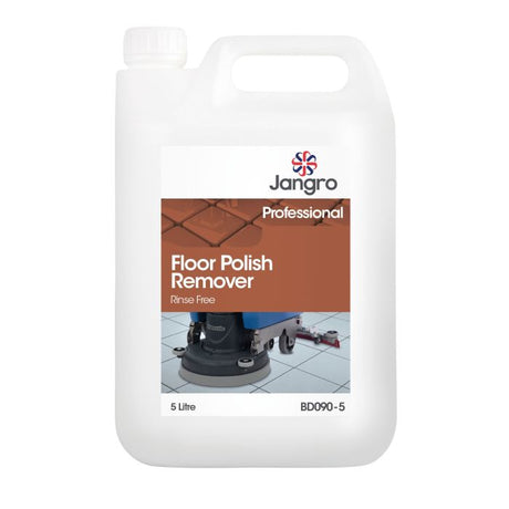 Jangro Floor Polish Remover – 5L bottle for professional use, rinse-free formula.