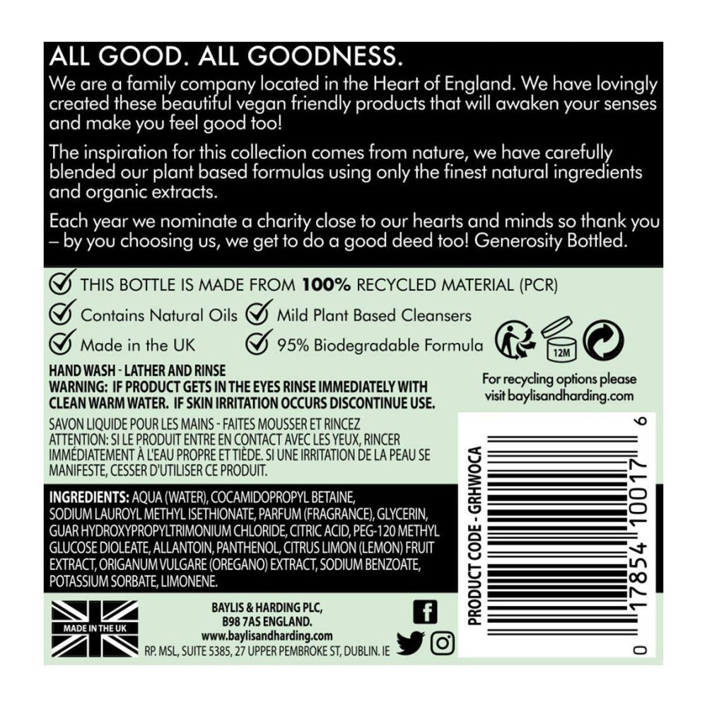 Baylis & Harding Goodness Oud, Cedar & Amber 500ml Hand Wash