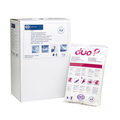 Sebo Duo-P Carpet Cleaning Granules – packaging for dry carpet cleaning compound.