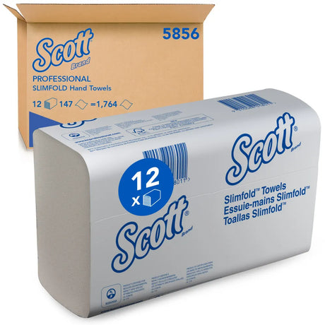 Scott Slimfold Hand Towels – packaging showing 12 packs with 1,764 sheets total.