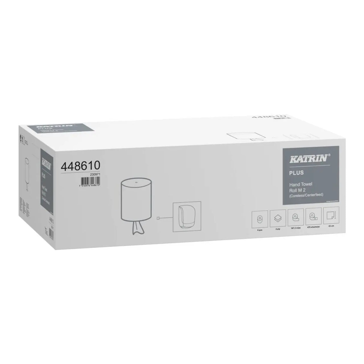 Katrin M2 Plus Coreless Centre Feed | 2-Ply White | 6 Rolls x 167m | 448610