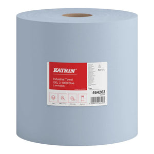 Katrin Industrial Wipes Roll XXL | 3-Ply Laminated | 1000 Sheets | Blue | 464262