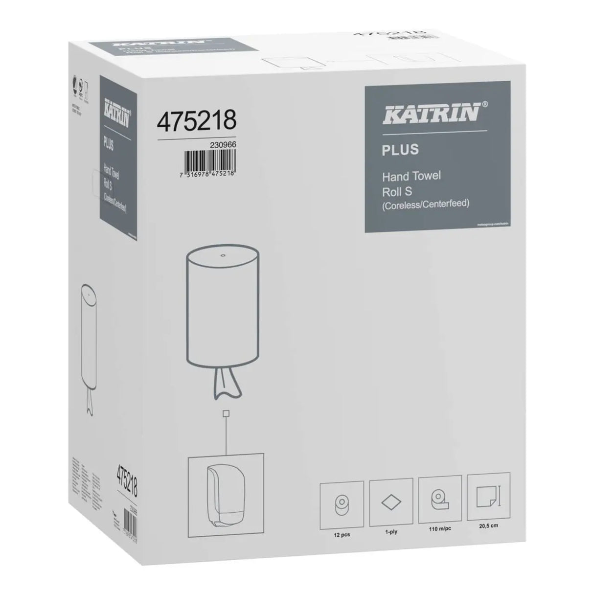 Katrin S Coreless Mini Centrefeed | White | 110m | 475218 / 460263
