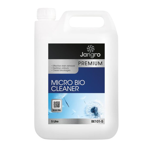 Premium Micro Bio Cleaner 5L by Jangro – effective stain remover and odour destroyer.