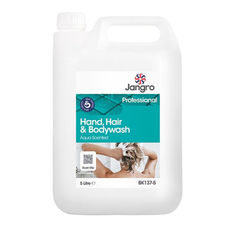 Jangro Hand, Hair & Bodywash 5L – all-in-one washroom and shower soap packaging.