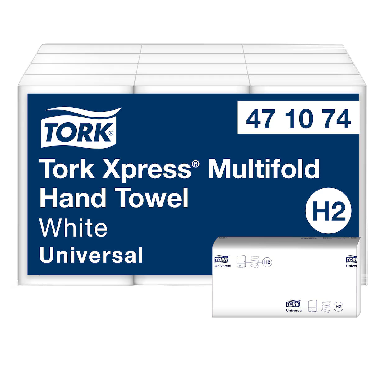 Tork Xpress Multifold Hand Towels packaging – 1 Ply, 3000 towels, Universal H2.