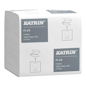 Katrin Plus Folded Toilet Paper Bulk Pack | 2-Ply White | 10,000 Sheets | 56156 | Soft & Hygienic