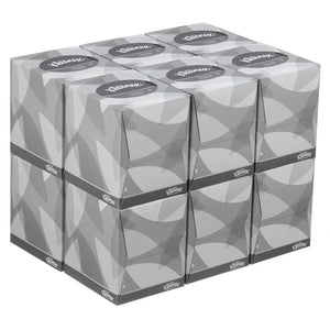 Kleenex Cube Facial Tissues – pack of 12 boxes, each containing 90 sheets.