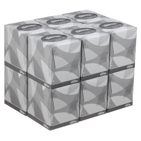 Kleenex Cube Facial Tissues – pack of 12 boxes, each containing 90 sheets.