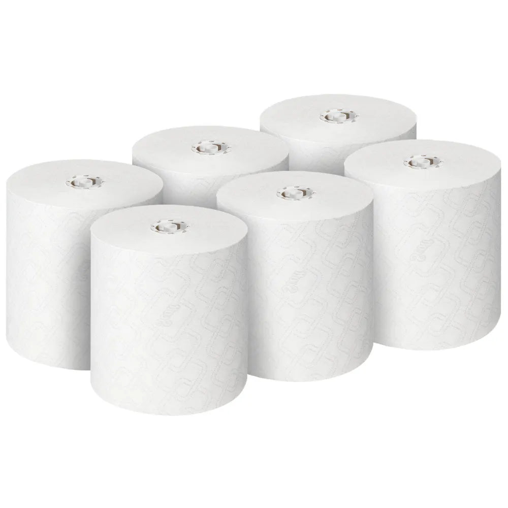Scott Essential Hand Towel Roll 350m x6 White – high-capacity hand towel rolls.