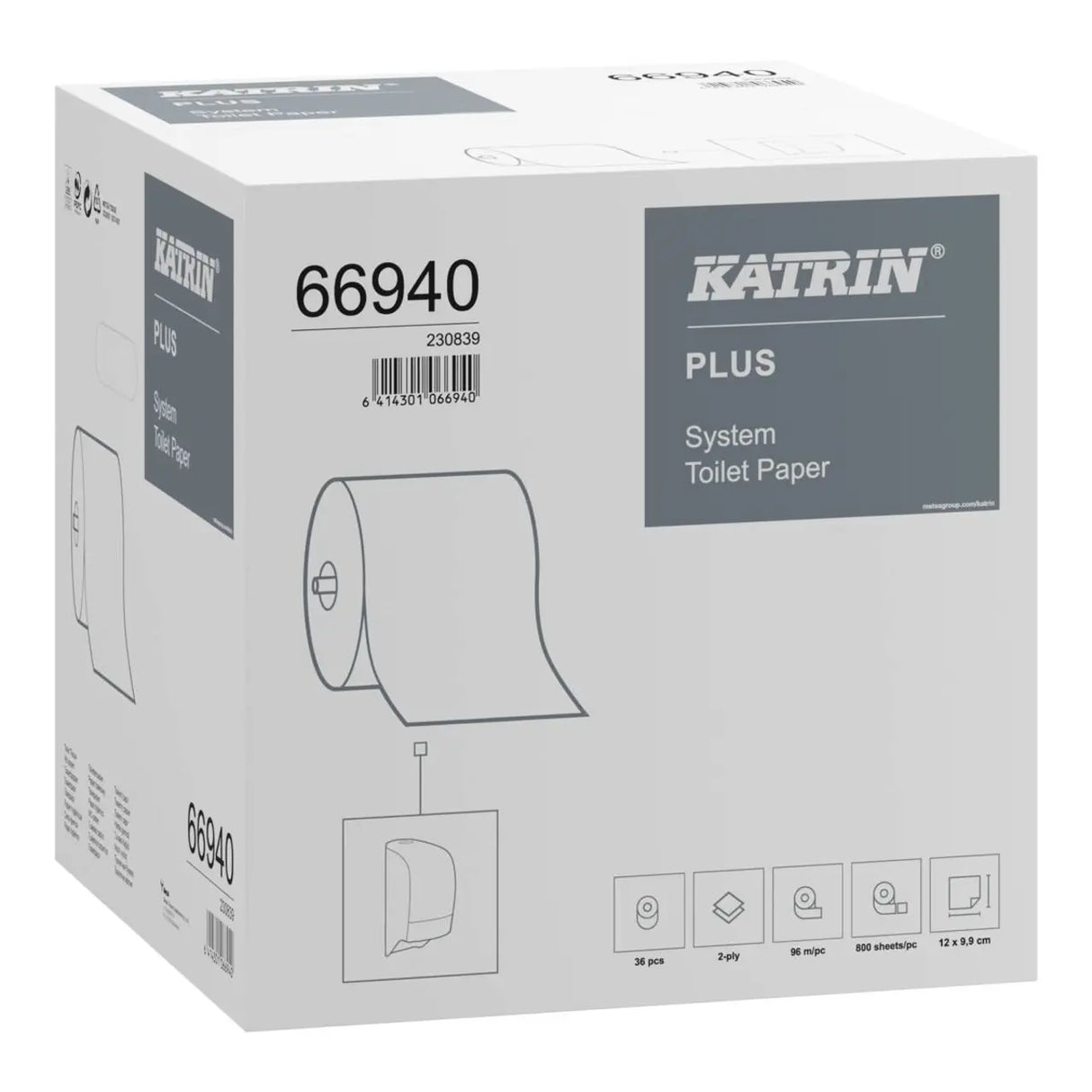 Katrin Plus System 800 Toilet Roll 66940 | 2-Ply | 36 Rolls | FSC-Certified
