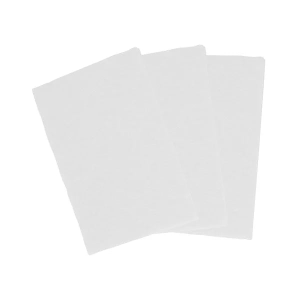 Three white scourers, each measuring 9x6 inches.