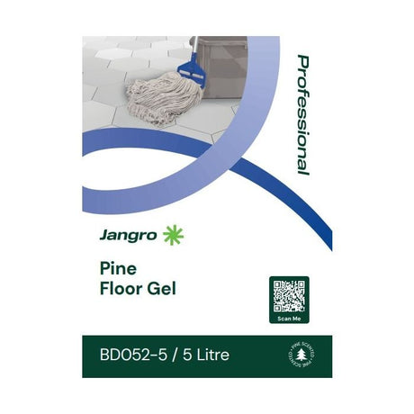 Jangro Pine Floor Gel 5L packaging featuring product name and usage information.