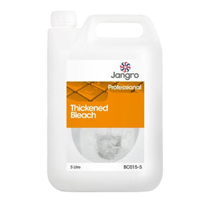 Jangro Thick Bleach 5L – product packaging with branding and usage information.