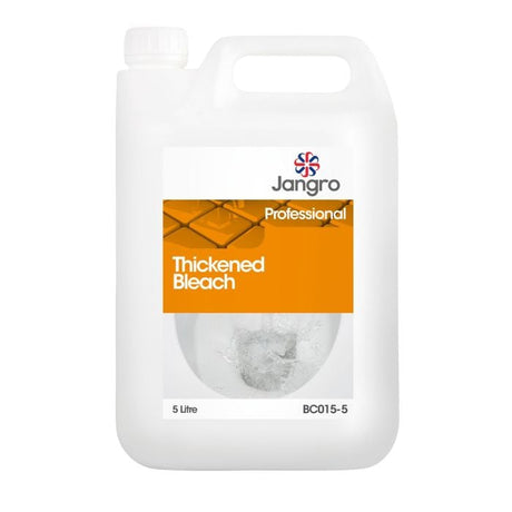 Jangro Thick Bleach 5L – product packaging with branding and usage information.