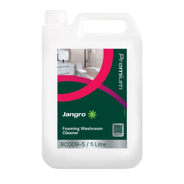 Jangro Premium Foaming Washroom Cleaner 5L – heavy-duty cleaner packaging.