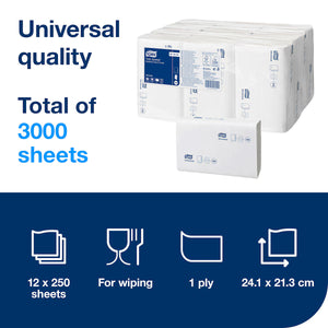Tork Xpress Multifold Hand Towels - 3000 sheets, 1 ply, for wiping.