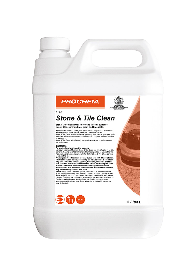 Prochem Stone & Tile Clean 5L – professional cleaner for stone, tile, and grout surfaces.