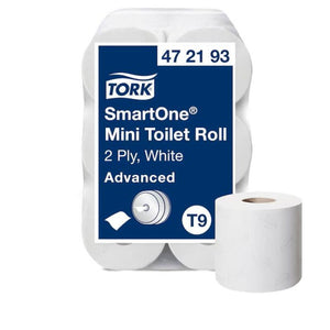 Tork SmartOne Mini Toilet Roll packaging – 2 Ply, 111m, 12 rolls.
