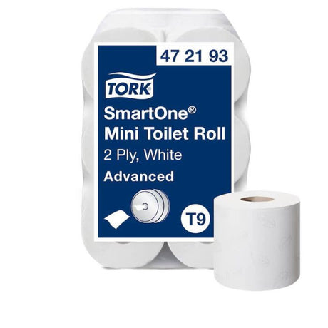 Tork SmartOne Mini Toilet Roll packaging – 2 Ply, 111m, 12 rolls.