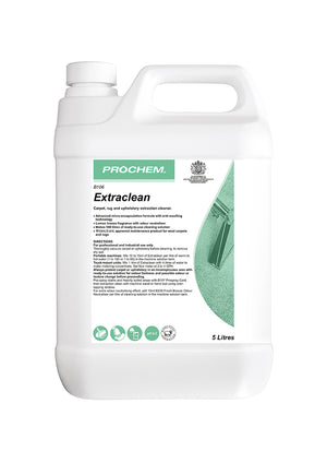Prochem Extraclean 5L - Carpet extraction detergent with usage instructions and product details.