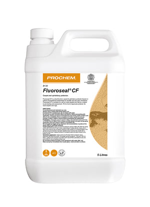 Prochem Fluoroseal CF Carpet Protector 5L – product label with usage instructions and safety information.