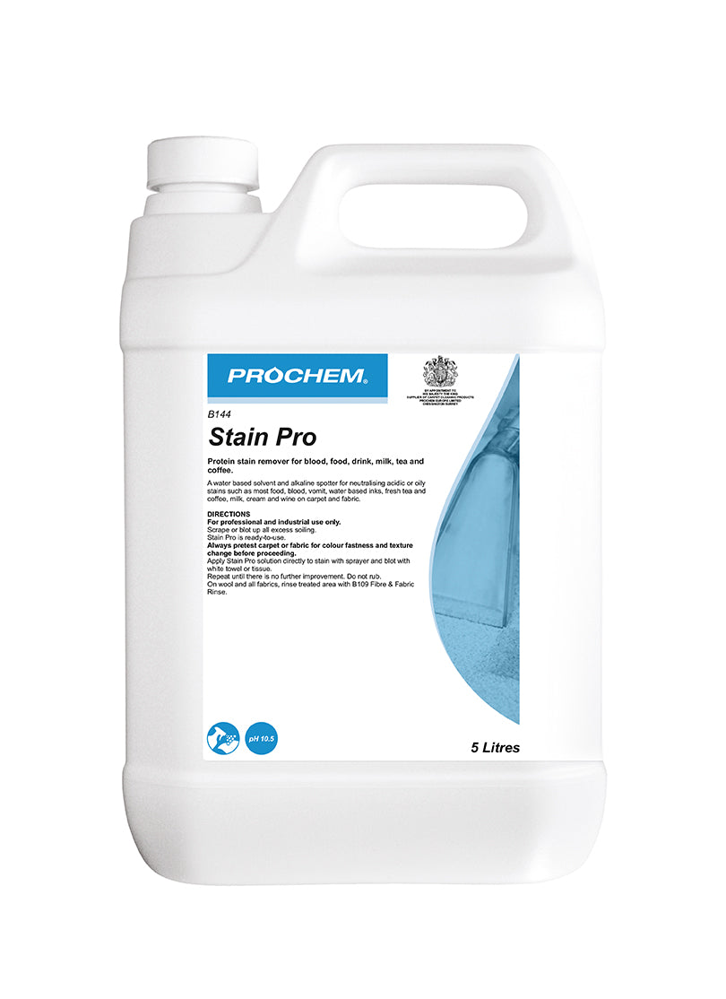 Prochem Stain Pro 5L - multi-purpose carpet and upholstery stain remover packaging.