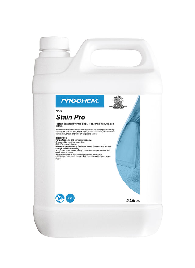 Prochem Stain Pro 5L - multi-purpose carpet and upholstery stain remover packaging.