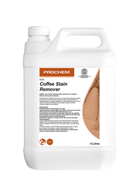 Prochem Coffee Stain Remover 5L – cleaning instructions and usage information.