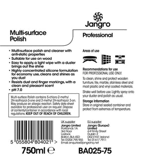 Jangro Multi Surface Polish 750ml (BA025-75) | Anti-Static Cleaner & Shine Spray