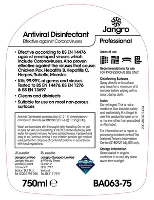 Jangro Antiviral Disinfectant 750ml - Dual Brand | Kills 99.99% of Germs | BA063-75