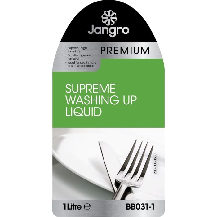Jangro Premium Supreme Washing Up Liquid 1L - BB031-1 | High Foaming & Grease Removal