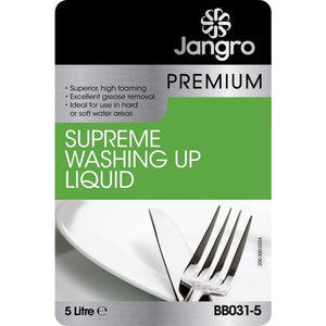 Jangro Premium Supreme Washing Up Liquid 5L - BB031-5 | High Foaming & Grease Removal