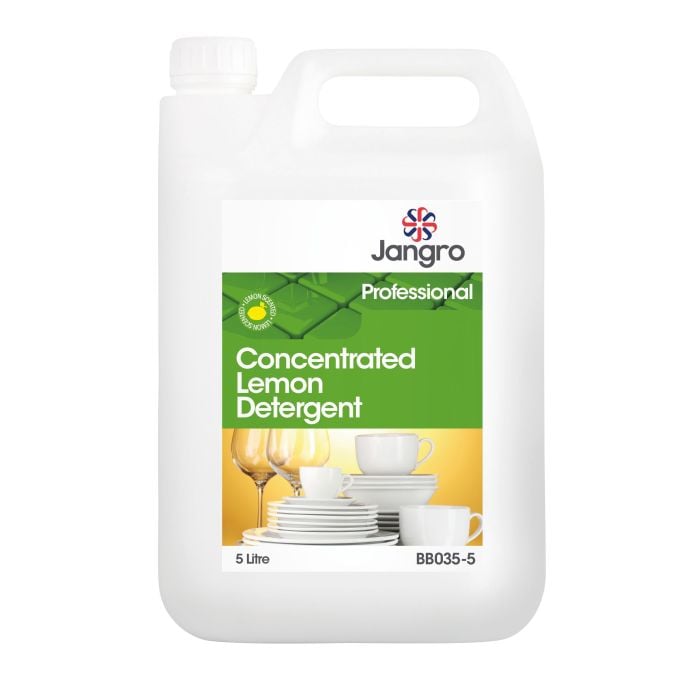Jangro 20% Concentrated Lemon Detergent 5L- BB035-5 | Manual Dishwashing & Surface Cleaner