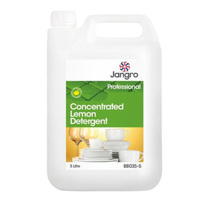 Jangro 20% Concentrated Lemon Detergent 5L- BB035-5 | Manual Dishwashing & Surface Cleaner