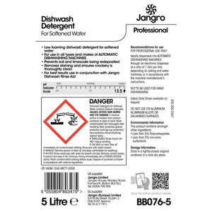 Jangro Dishwasher Detergent Soft Water 5L BB076-5 | Low Foaming, High Performance