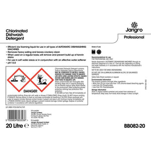 Jangro Chlorinated Dishwash Detergent 20 Litre | BB082-20 | Professional Cleaning