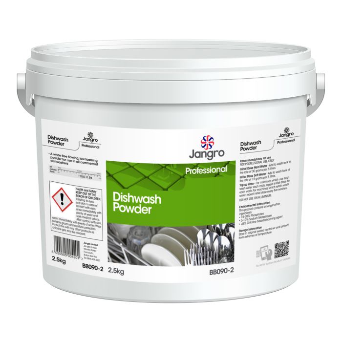 Jangro Dishwash Powder 2.5kg | BB090-2 | Commercial Dishwasher Detergent