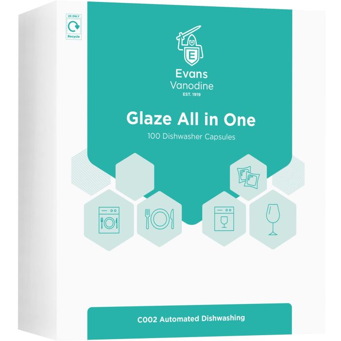 Glaze Crystale Dishwash Tablets x 100 - BB174 / C002EEV | Powerful Cleaning for Dishwashers