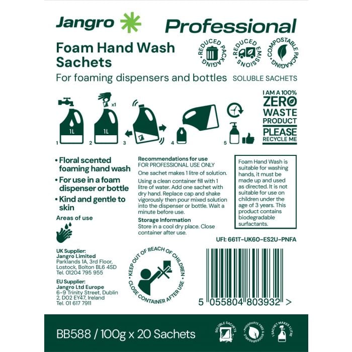 Foam Hand Wash Sachets x20 BB588 - JRO-SBH-5G-FM-SP20